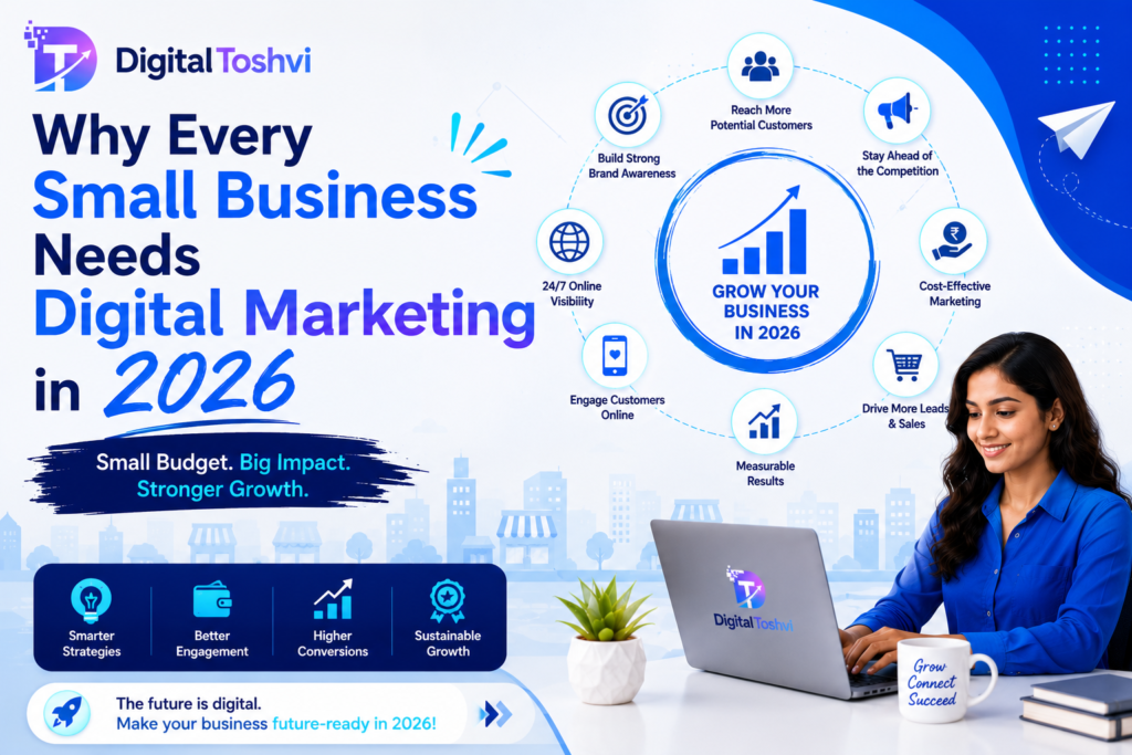 Small business owner in Navi Mumbai understanding why every small business needs digital marketing in 2026 to grow online and reach more customers in India.